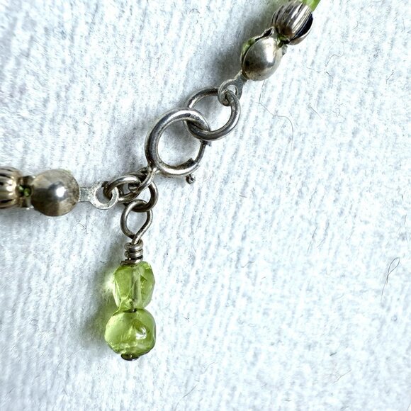 Green Glass Crystal Bead Freshwater Pearl Necklace 925 Silver - Picture 6 of 11